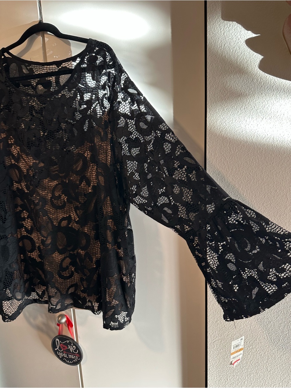INC International Concepts NWT Deep Black Lace Nude 3X Blouse - Picture 9 of 9